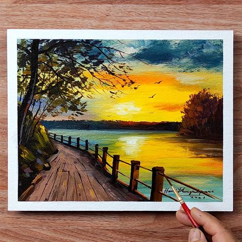 New acrylic landscape painting 🎨😍 | landscape art | New acrylic landscape painting 🎨😍 | By Hamlet Shougrakpam Art Nature Paintings Acrylic, Watercolor Scenery, Beautiful Landscape Paintings, Canvas For Beginners, Acrylic Landscape, Small Canvas Paintings, Beautiful Art Paintings, Scenery Paintings, Landscape Paintings Acrylic