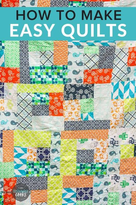 Cheater Quilt Tutorial, Easy Patchwork Quilt, Quilts For Beginners, Fast Quilts, Beginner Quilt Patterns Free, Easy Hand Quilting, Beginner Quilts, Quilting Basics, Beginner Quilt Tutorial