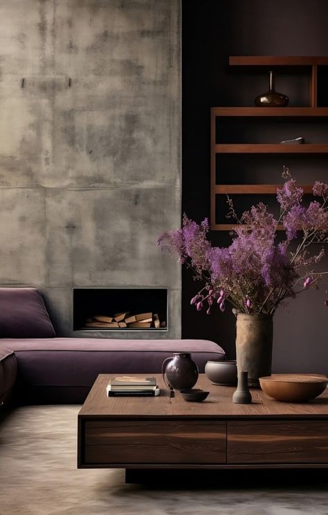 Brutalism, Apartment Living Room, Apartment Living, Home Interior, Purple Color, House Interior, Coffee Table, Apartment, Living Room