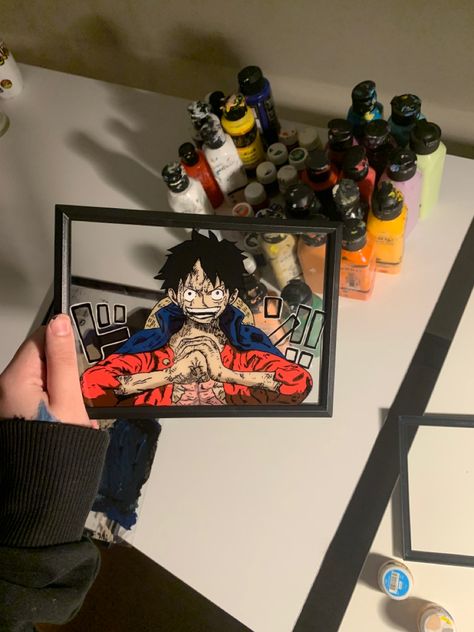 Luffy Canvas Painting, Luffy Glass Painting, Luffy Painting, Painting Anime, Manga Anime One Piece, One Piece Luffy, Aesthetic Painting, Painting Bathroom, One Piece (anime)