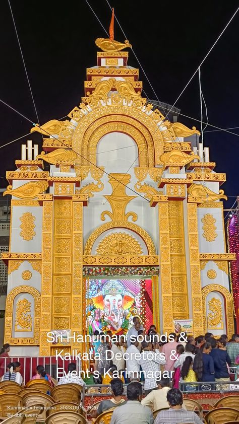 Tharmokol Art, Durga Puja Pandal Decoration, Puja Pandal Decoration, Hindu Decor, Durga Puja Pandal, Traditional Office Decor, Saraswati Picture, Pandal Decoration, Puja Pandal