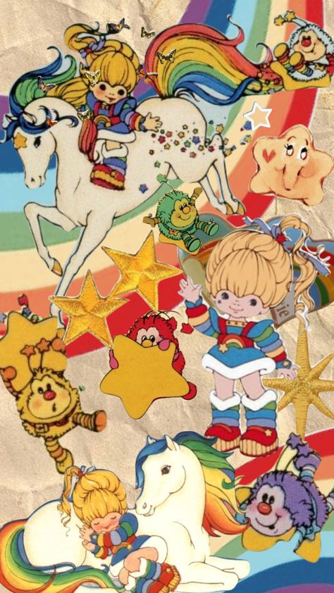 #rainbow #rainbowbrite 80s Cartoon Shows, Kidcore Wallpaper, Zicxa Photos, Cartoon Character Tattoos, Muppet Babies, Hello Kitty Backgrounds, Hello Kitty Cartoon, Rainbow Bright, Sanrio Wallpaper