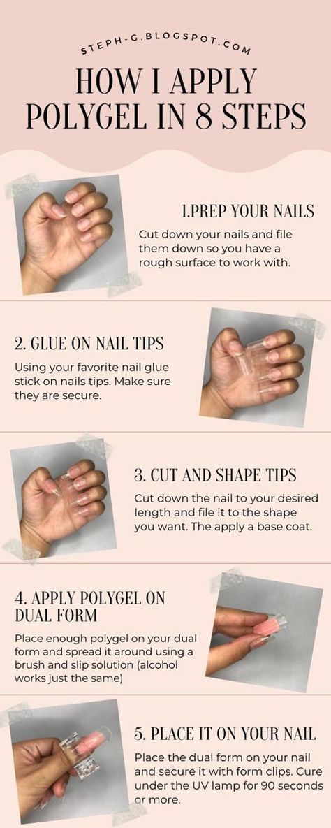 Acrylic Dip Nails Step By Step, How To Polygel Nails Step By Step, Polygel Step By Step, Poly Gel With Tips, Polygel How To, Nail Extension Step By Step, Poly Gel With Nail Tips, Nails Polygel Tutorial, Tips For Polygel Nails