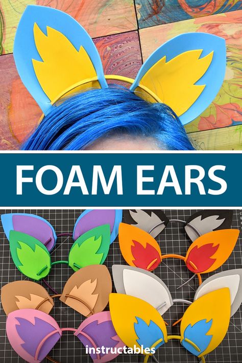 Easily make a variety of colorful foam ears that attach to normal headbands. A great kids craft. #Instructables #prop #Halloween #cosplay #students Diy Animal Ears Headband, Diy Animal Ears, Foam Crafts For Kids, Camp Movies, Diy Moving, Kids Craft Activities, English Drama, Library Crafts, Headband Crafts