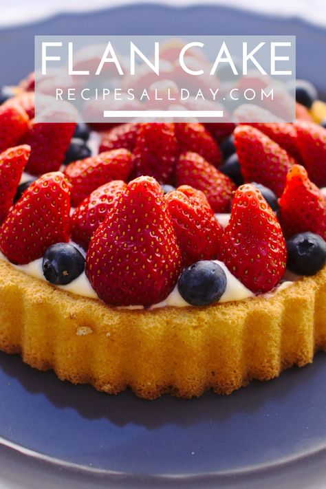 Fruit Flan Recipe, Strawberry Flan, Gluten Free Angel Food Cake, Fruit Flan, Mascarpone Cake, Flan Cake, Inflammation Diet, Flan Recipe, Sponge Cake Recipes