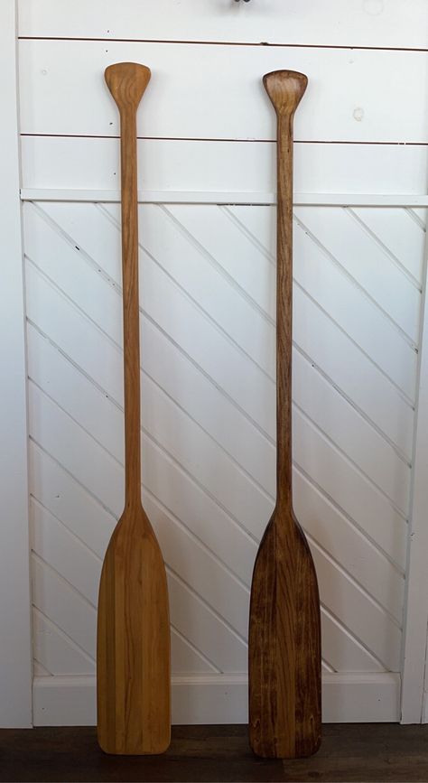 Canoe Paddle Art, Painted Canoe, Paddle Decor, Wooden Oars, Lake House Bedroom, Wood Canoe, Wood Paddle, Rangers Apprentice, Wooden Canoe