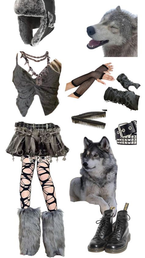 Werewolfcore Outfit, Wolf Aesthetic Outfit, Werewolf Aesthetic Outfit, Werewolf Outfit, Wolf Core, Therian Outfits, Wolf Outfit, Straight Eyebrows, Werewolf Aesthetic