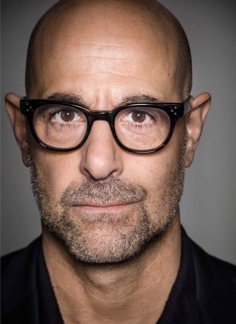 Stanley Tucci Man With Glasses, Mens Eye Glasses, Bald Men Style, Stanley Tucci, Der Gentleman, Mens Glasses Fashion, Bald Man, Bald Men, Male Eyes