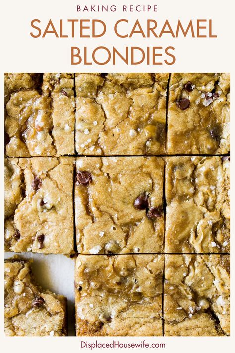 These blondies are LOADED with flavor! Imagine the most chewy, gooey brown butter blondie base and then layer in flavors of espresso/coffee, dark brown sugar, chocolate chips, vanilla and salted caramel! This blondie recipe is the stuff of dreams! Add vanilla ice cream and a drizzle of more caramel sauce and you have the perfect dessert! Caramel Blondies Recipe, Caramel Chips Recipes, Chai Blondies, Caramel Blondies, Caramel Chips, Caramel Blondie, Blondie Recipe, Chocolate Blondies, Dark Chocolate Caramel