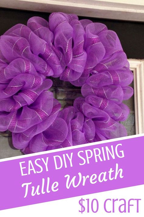 An easy diy tulle wreath metal form tutorial will inspire more diy tulle wreath ideas | DIY tulle wreath how to make $10 craft project Tule Wreath, Tulle Wreath Tutorial, Tulle Wreath Diy, Ribbon Wreath Diy, Bandana Crafts, Tulle Wreaths, Tulle Crafts, Tulle Ribbon, Diy Tulle