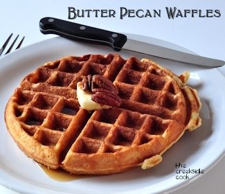 Butter Pecan Waffles | The Creekside Cook Almond Breakfast, Pecan Waffles, Waffle Iron Recipes, Healthy Waffles, Special Breakfast, How To Make Waffles, Aunt Jemima, Waffles Recipe, Breakfast Waffles