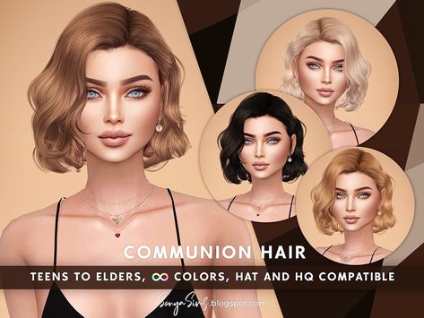 Bella Hadid Hair, Communion Hair, Sims 4 Stories, Communion Hairstyles, Short Wavy Bob, Pelo Sims, Wavy Bob Hairstyles, Cool Short Hairstyles, Sims 4 Dresses