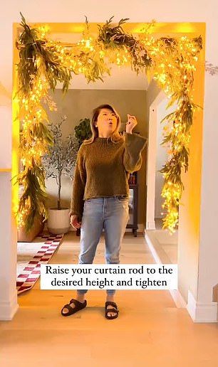 I'm an interior designer - here's a genius hack for hanging Christmas garland without damaging your walls | Daily Mail Online Christmas Decorating Hacks, Future Inspiration, Hanging Christmas Lights, Diy Christmas Garland, Shower Curtain Rod, Christmas Shower, Christmas Hacks, Hanging Garland, Diy Garland