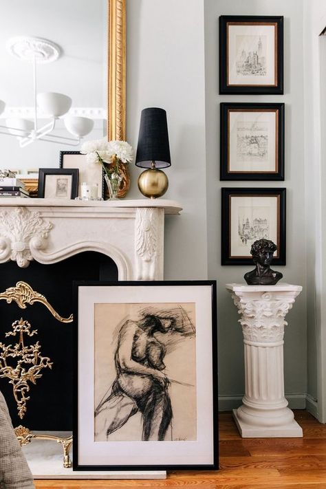 Upper East Side Oasis — Sarah Lyon Parisian Home Office, Parisian Fireplace, Paris Apartment Interiors, Parisian Style Decor, Parisian Wall, Parisian Interior Design, Parisian Living Room, Parisian Apartment Decor, Parisian Bedroom