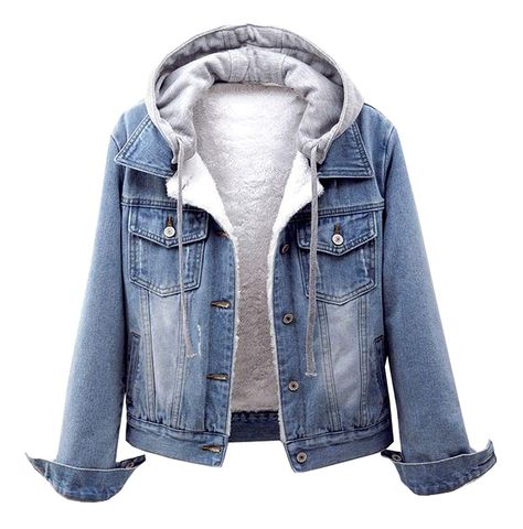 Fleece Lined Denim Jacket, Women Winter Jacket, Denim Jacket With Hoodie, Blazer Casual, Womens Coats, Slim Denim, Denim Blouse, Denim Coat Jacket, Winter Clothing