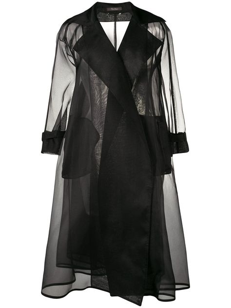 Max Mara organza trench coat - Black Organza Trench Coat, Organza Coat, Outer Organza, Chiffon Coat, Organza Blouse, Black Chiffon, Trench Coat Black, Silk Organza, Comfortable Dress