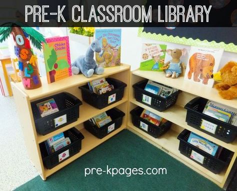 How to Create an Organized and Functional Classroom Library in Preschool Preschool Classroom Library, Preschool Library Center, Preschool Organization, Preschool Library, Prek Literacy, Library Center, Pre K Pages, Organized Classroom, Prek Classroom