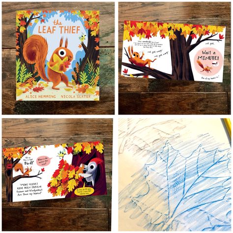 Make leaf rubbings with the children in your care after learning about autumn with this adorbale book. The Leaf Detective Activities, The Leaf Man Activities, Leaf Thief Book Activities, Leaf Thief Activity, Leaf Thief Craft, The Leaf Thief Activities Preschool, The Leaf Thief Activities, October Homeschool, The Leaf Thief