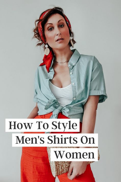 I'm sharing 4 different types of men's shirts and how to style them. The RELM & Co | Fashion, Lifestyle, Beauty Blog by Rebecca M. | Outfit ideas, shopping advice, style tips, life lessons and inspiration, and much more. oversized shirts | styling tips | style advice | outfit ideas | women's style | How To Style A Hawaiian Shirt Women, How To Style Mens Shirts On Women, Shirt Outfit Summer, Oversized Shirts, Husband Shirts, Half Sleeve Shirts, Short Sleeve Shirt Women, Power Dressing, Style Advice