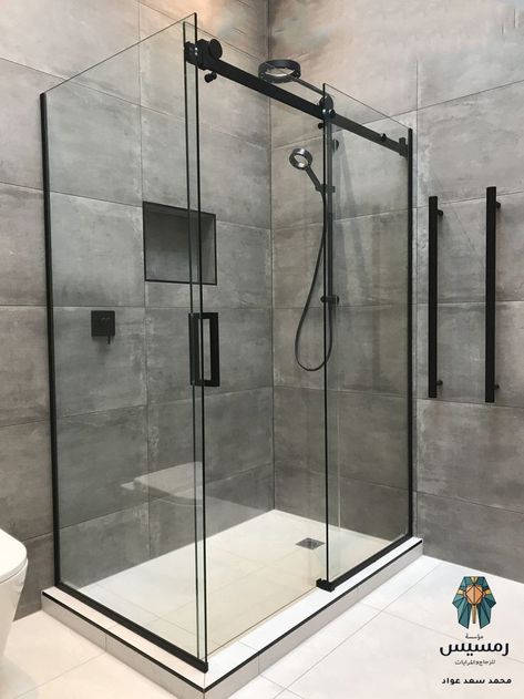 Sliding Doors Bathroom, Frameless Sliding Doors, Shower Sliding Glass Door, Cottage Bathroom Ideas, Glass Cabin, Frameless Glass Doors, Glass Shower Doors Frameless, Led Mirrors, Aluminium Sliding Doors