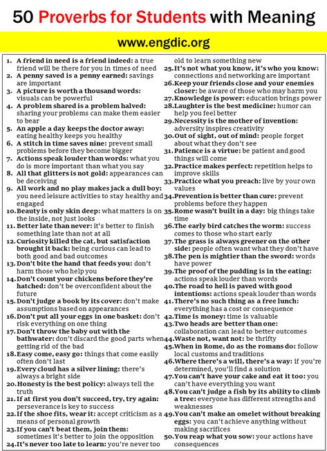 Proverbs are wise sayings that have been passed down from generation to generation. Often, these sayings can teach us valuable lessons about life and how to live it. In this article, we will explore 50 proverbs for students with meaning. These proverbs can help guide students through their journey of education and beyond. Whether students are just starting school or finishing university, these proverbs will provide important wisdom and advice at any stage of their learning journey. Proverbs for Proverbs And Meaning, Proverbs In English With Meaning, Proverbs About Education, Proverbs With Meaning, English Proverbs With Meanings, Proverbs For Students, Proverbs For Kids, Motivational Proverbs, Common Proverbs