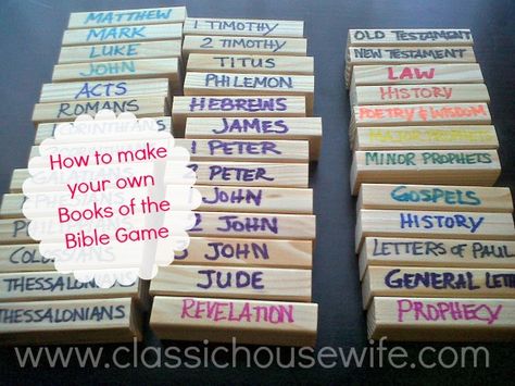 Bible Jenga, Bible Jeporady, I Have Who Has Bible Game, Jenga School Games, Games To Learn New Testament Books, Jenga Game, Sunday School Games, Sunday School Classroom, Bible Games