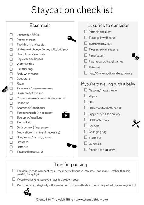 Staycation checklist Downloadable Templates, Todo List, Travel Games, Pen And Paper, Travel Pillow, Brushing Teeth, Drama, Holidays, Travel