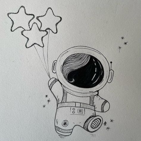 MANY WAYS LEAD TO THE STARS #inktober52 #inktober52astronaut #inktober52astronaut2024 #astronaut #doodle #astronautdrawing #stars #sterne… | Instagram Astronomer Drawing, How To Draw An Astronaut, Astronaut Art Drawing, Cute Astronaut Drawing, Astronaut Doodle, Galaxy Drawings, Astronaut Drawing, Helmet Drawing, Kawaii Diy Crafts