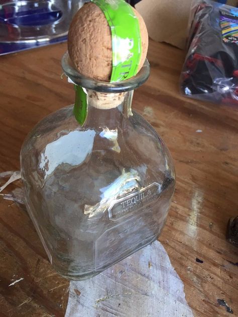 ��… Tequila Bottle Crafts, Repurpose Glass Bottles, Patron Bottle Crafts, Whiskey Bottle Crafts, Old Liquor Bottles, Glass Liquor Bottles, Patron Bottle, Crafts With Glass Jars, Liquor Bottle Crafts