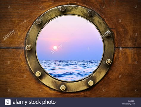 Round Boat Window Stock Photos & Round ... Porthole Painting, Expo Dubai, Round Boat, Seascape Artists, Porthole Window, Nautical Themed Party, Mermaid Room, Sidewalk Art, Cool Art Projects