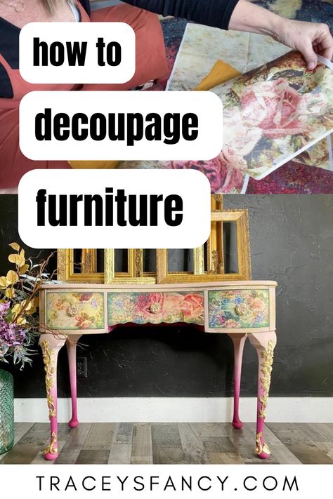 Decoupage Ideas For Furniture, Decoupage End Table Ideas, Furniture Decoupage Diy, Modge Podge Fabric On Wood, How To Decoupage On Wood, Drawing On Furniture, How To Decoupage With Paper On Wood, How To Decoupage, Decoupage Table Top Ideas