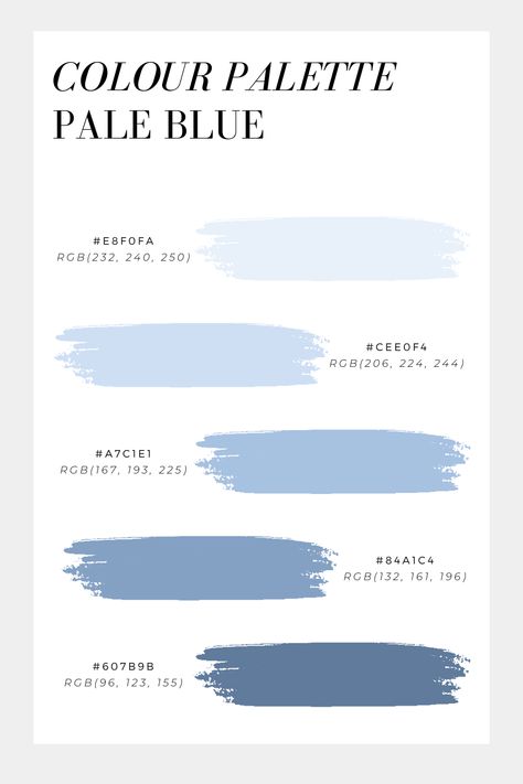 Cool Tone Pastel Color Palette, Wedding Color Palette Hex Codes, Pastel Blue Shades Colour Palettes, Pastel Blue Color Code, Dusty Blue Hex Code, Colour Palette Rgb Code, Blue Hex Codes Aesthetic, Pastel Blue Hex Code Palette, Blue Canva Pallete