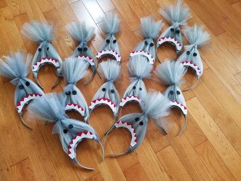 Baby Shark Headband, Shark Themed Food, Shark Headband, Baby Shark Costume, Shark Costume Kids, Shark Week Crafts, Shark Baby Costume, Shark Party Favors, Baby Shark Party