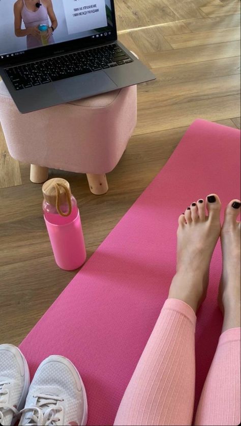 Nesting Ottoman, Workout Supplies, Pink Yoga Mat, Fitness At Home, 2022 Aesthetic, Pilates Fitness, Chair Stool, Dining Room Colors, Pink Yoga