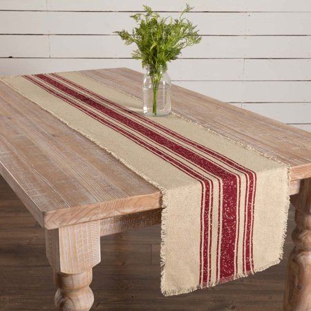 48 Table, Stripe Table, Vintage Burlap, Vhc Brands, Striped Table Runner, Burlap Table Runners, Striped Table, Farmhouse Holiday, Primitive Farmhouse