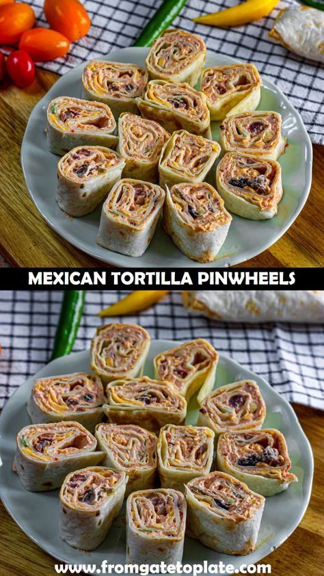 Bean And Cheese Pinwheels, Taco Tortilla Roll Ups Mexican Pinwheels, Mexican Pinwheels With Refried Beans, Fiesta Ranch Pinwheels Roll Ups, Spicy Pinwheels Tortilla Rolls, Roll Up Recipes Tortilla, Refried Beans Pinwheels, Refried Bean Pinwheels, Mexican Tortilla Roll Ups