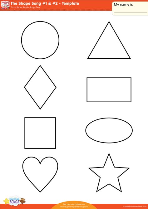 The Shape Song #1 & #2 – Template | Super Simple Shapes Template Free Printable, Esl Preschool, Shape Songs, Shapes Flashcards, 2 Template, Teaching Shapes, Printable Shapes, Paper Decor, Shapes Worksheets