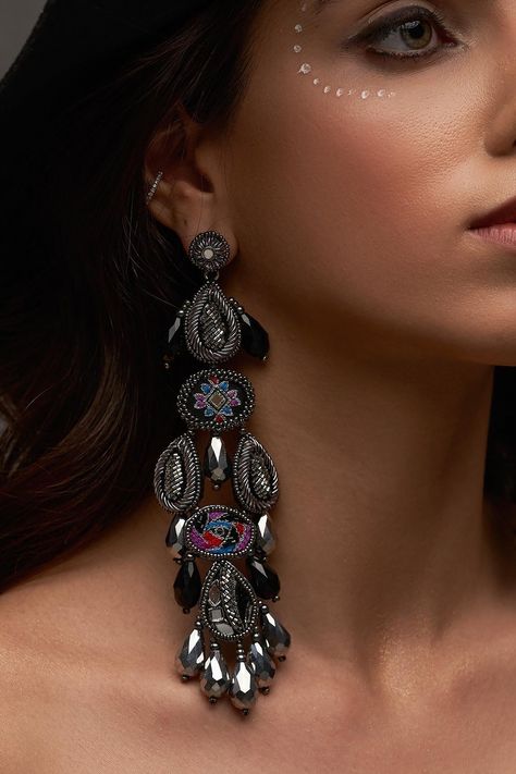 Shop for Knotmecute Zisha Metal Beads Embellished Dangler Earrings Online at Aza Fashions Oxide Jewellery, Bhavya Ramesh, Dangler Earrings, Jewelry Design Necklace, Fashion App, Online Earrings, Metal Beads, Aza Fashion, Silver Plate