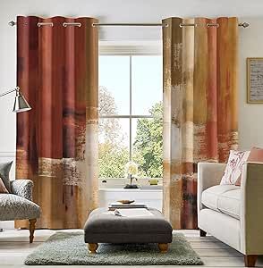 Rust Living Room Decor Burnt Orange, Burnt Orange Rooms, Window Treatments Modern, Rust Curtains, Burnt Orange Curtains, Burnt Orange Decor, Yellow Decor Living Room, Orange Curtains, Orange Rooms