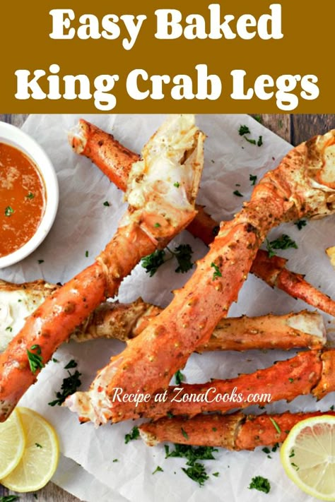 Baked King Crab Legs Recipe, King Crab Legs Recipe, Cooking Crab, Crab Legs Recipe, Seafood Dinner Recipes, King Crab Legs, Tender Meat, Easy Seafood Recipes, King Crab