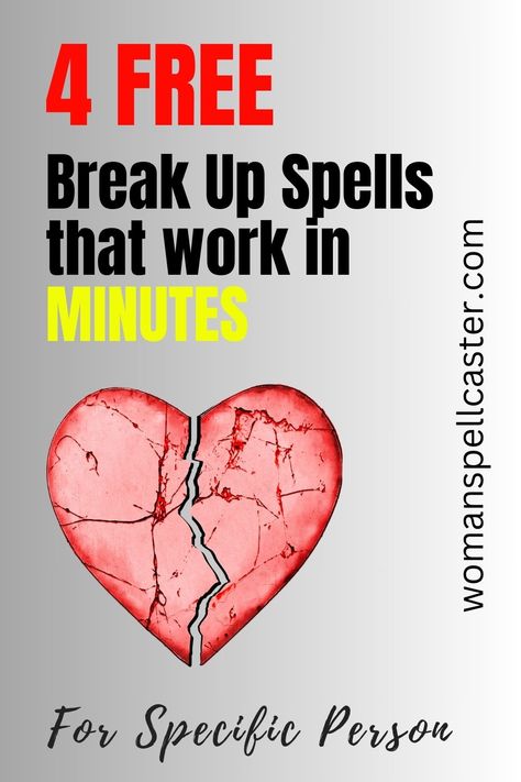 Get instant results with our 4 free break up spells that work immediately. Say goodbye to heartache and start a new chapter today! Spell For Breakup, Karma Spells That Work Witchcraft, Break A Couple Up Spell, Witchcraft Breakup Spell, Breaking Bonds Spell, Get Over Someone Spell, Call Back Energy Spell, Breakup Spell Jar, Pen And Paper Spells