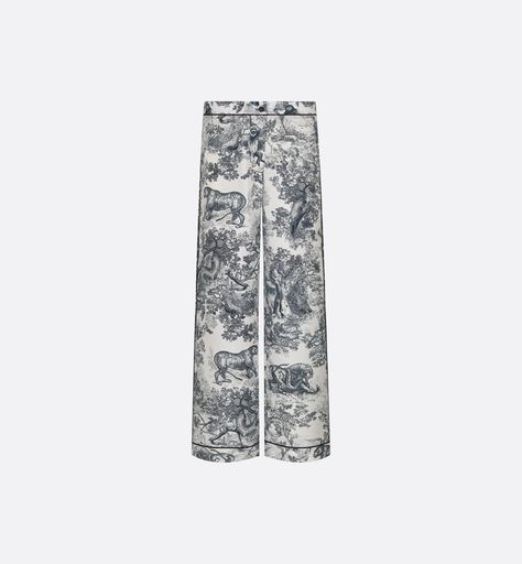 Dior Chez Moi Pants White Silk Twill with Navy Blue Toile de Jouy Motif | DIOR Blue Toile, Christian Dior Fashion, Christian Dior Couture, Dior Fashion, Silk Twill, White Silk, Travel Size Products, Favorite Things List, Online Boutique