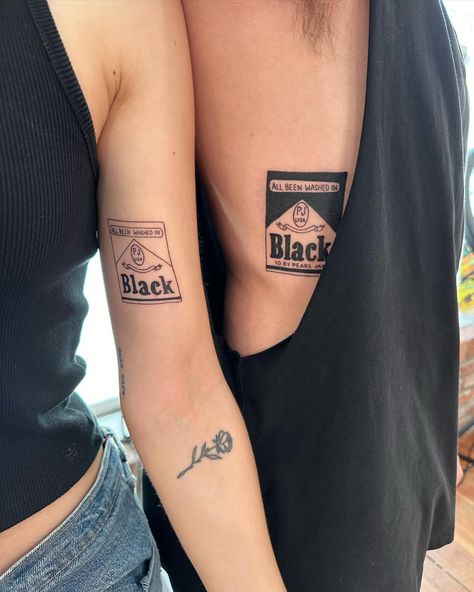 The first tattoos I did at @birds.nest.studio 🖤 matching but not matching brother and sister customs for tanner and kaidyn 🤍 this session was special to me as the three of us go way back and it meant a lot to recreate this piece that kaids painted. For the love of pearl jam before their show in Vancouver a few days ago! Thank you thank you I love you both 🖤🤍 I had an amazing first week at the new studio and I’m so excited for what is to come 🤠 Black Pearl Jam Tattoo, Pearl Jam Tattoo Ideas, Pearl Jam Tattoo, Tatts Ideas, First Tattoos, Owl Tat, Mens Body Tattoos, Traditional Tattoo Flash Art, Mens Body