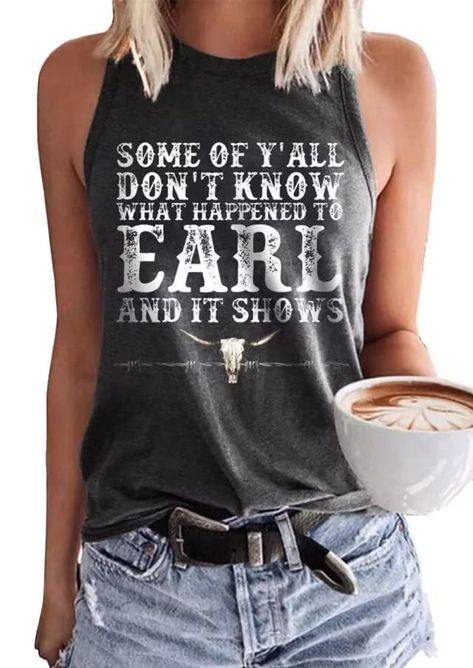 Steer Skull, Tops For Women, What Happened, Dark Grey, Tank Top, Tank Tops, Grey