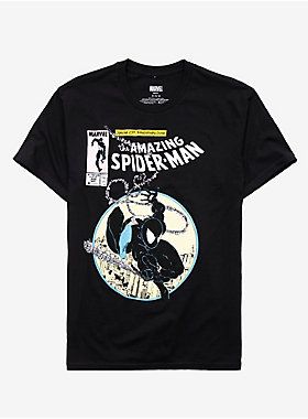 Rep your friendly neighborhood Spider-Man with this black tee. Inspired by a comic book cover, it features Spidey slinging his webs from the "Special 25th Anniversary Issue." 100% cotton Wash cold; dry low Imported Listed in men's sizes Marvel Merch, Amazing Spider Man Comic, Spider Man Comic, Spiderman Shirt, The Amazing Spider Man, Amazing Spider Man, Spiderman Comic, T Shirt Image, Super Hero Costumes