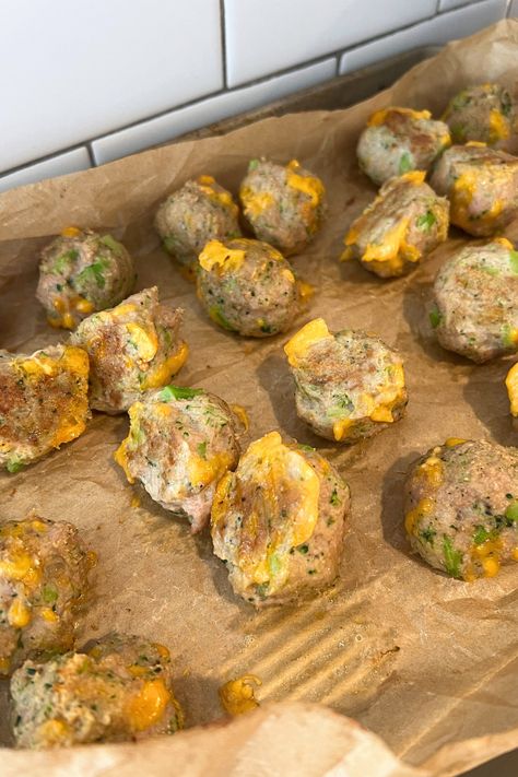 Broccoli Cheddar Meatballs Turkey Broccoli Meatballs, Messy Bun Motherhood, Toddler Turkey Meatballs, Baby Turkey Meatballs, Baby Meat Recipes, Protein For Baby, Turkey Meatballs For Baby, Toddler Meatballs, Blw Meals