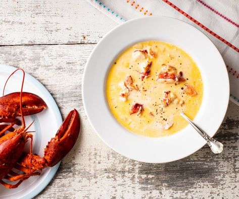 Brothy Soup Recipes, Lobster Chowder, Lobster Stew, Lobster Soup, Seafood Soup Recipes, Seafood Bisque, Bisque Recipe, How To Cook Lobster, Lobster Meat