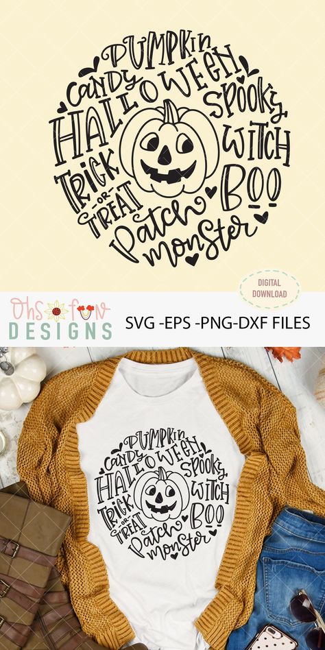 Halloween pumpkin typography svg, trick or treat svg example image 2.#HalloweenFonts  #CreepyCalligraphy #GhoulishGraphics #FrightfulFonts  #HauntedHandwriting #PumpkinPrints #ScaryScript Cricut Halloween Projects, Fall Cricut, Trick Or Treat Svg, Cricut Inspiration, Halloween Vinyl, Cricut Halloween, Halloween Fonts, Cute Shirt Designs, Cricut Craft Room