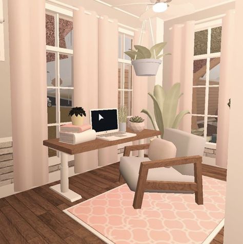 Bloxburg Desk Area Ideas, Small Office Bloxburg, Bloxburg Homeschool Room Ideas, Bloxburg Home Office Ideas, Office Ideas In Bloxburg, Cute Bloxburg Office Ideas, Bloxburg House Office Ideas, Office Room Ideas Bloxburg, Roblox Bloxburg Office Ideas