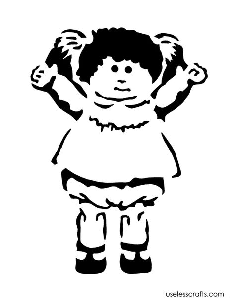 cabbage patch kid stencil pattern Painted Rugs, Doll Images, Bright Tattoos, Animal Yoga, Doll Tattoo, Doll Drawing, Paper Things, Paper Smooches, Paper Stuff